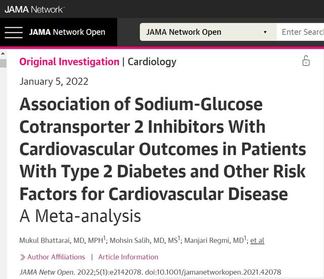 最新荟萃分析显示：SGLT-2抑制剂明显改善心血管疾病预后