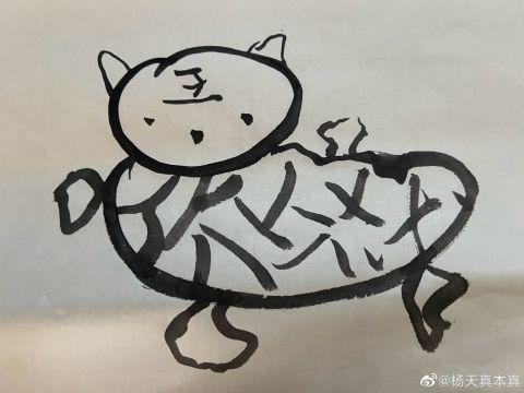 杨天真晒自己的画的老虎 网友：怎么看怎么像一只大王八