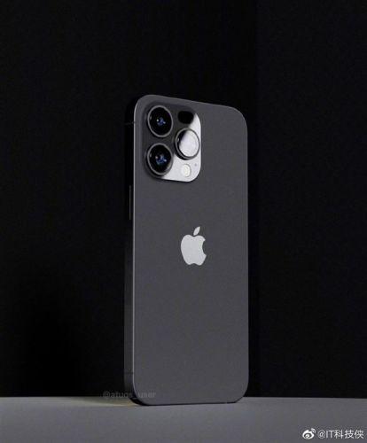 iPhone 14 Pro太空黑渲染图曝光：感叹号挖孔+直角边框设计