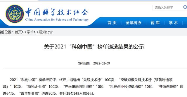 2021“科创中国”榜单公示，青岛这些企业、平台入围