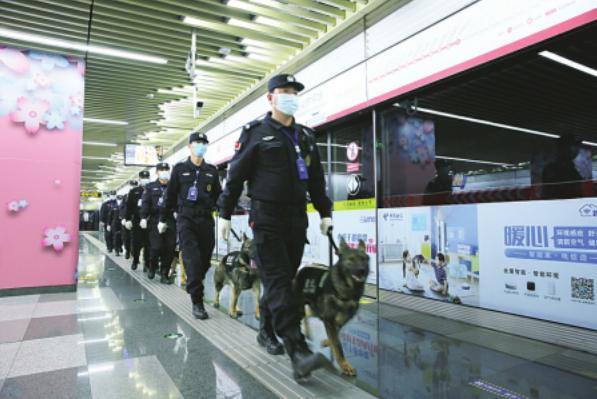 「新春走基层」太原地铁警犬上岗巡逻