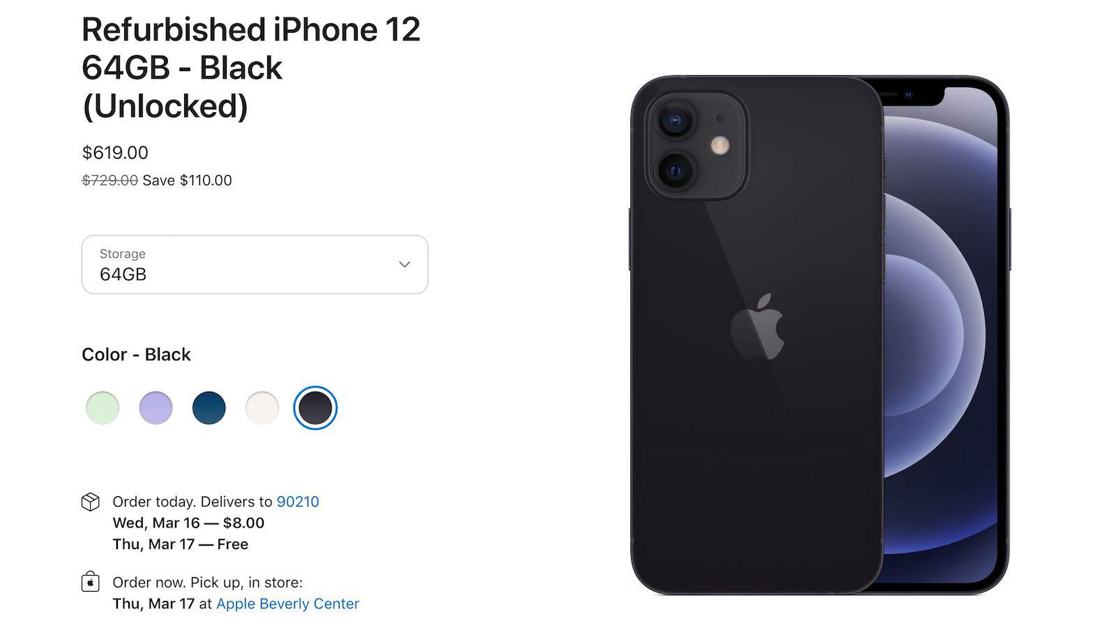 苹果开始销售官方翻新版 iPhone 12 和 12 Pro