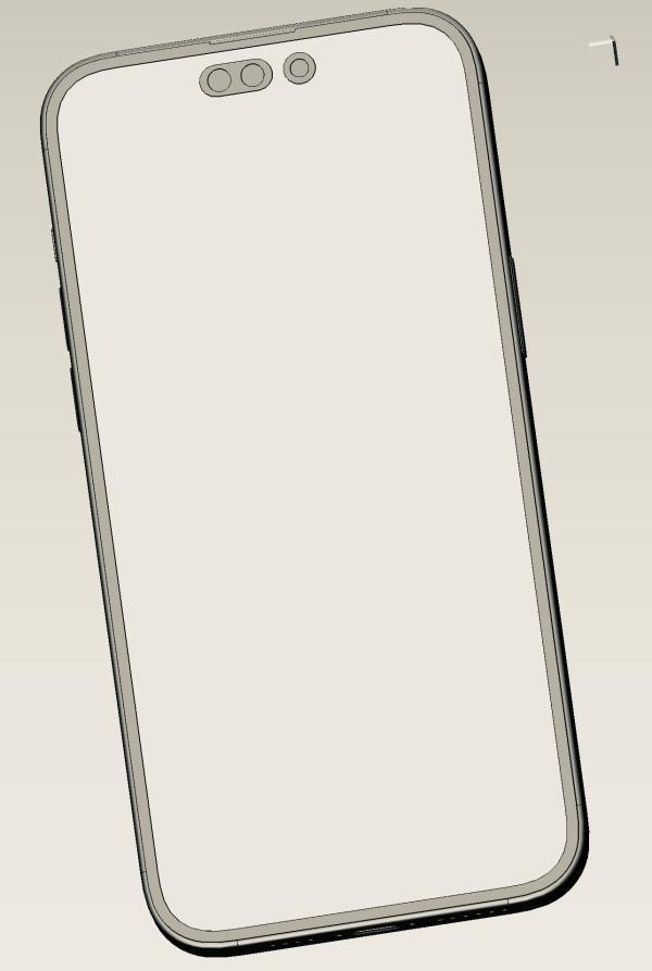 iPhone 14 Pro Max最新CAD图片曝光：感叹号挖孔屏，边框尺寸缩窄近20％