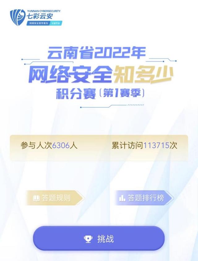 |七彩云安·云南省2022年网络安全知多少积分赛（第1赛季）获奖名单公示