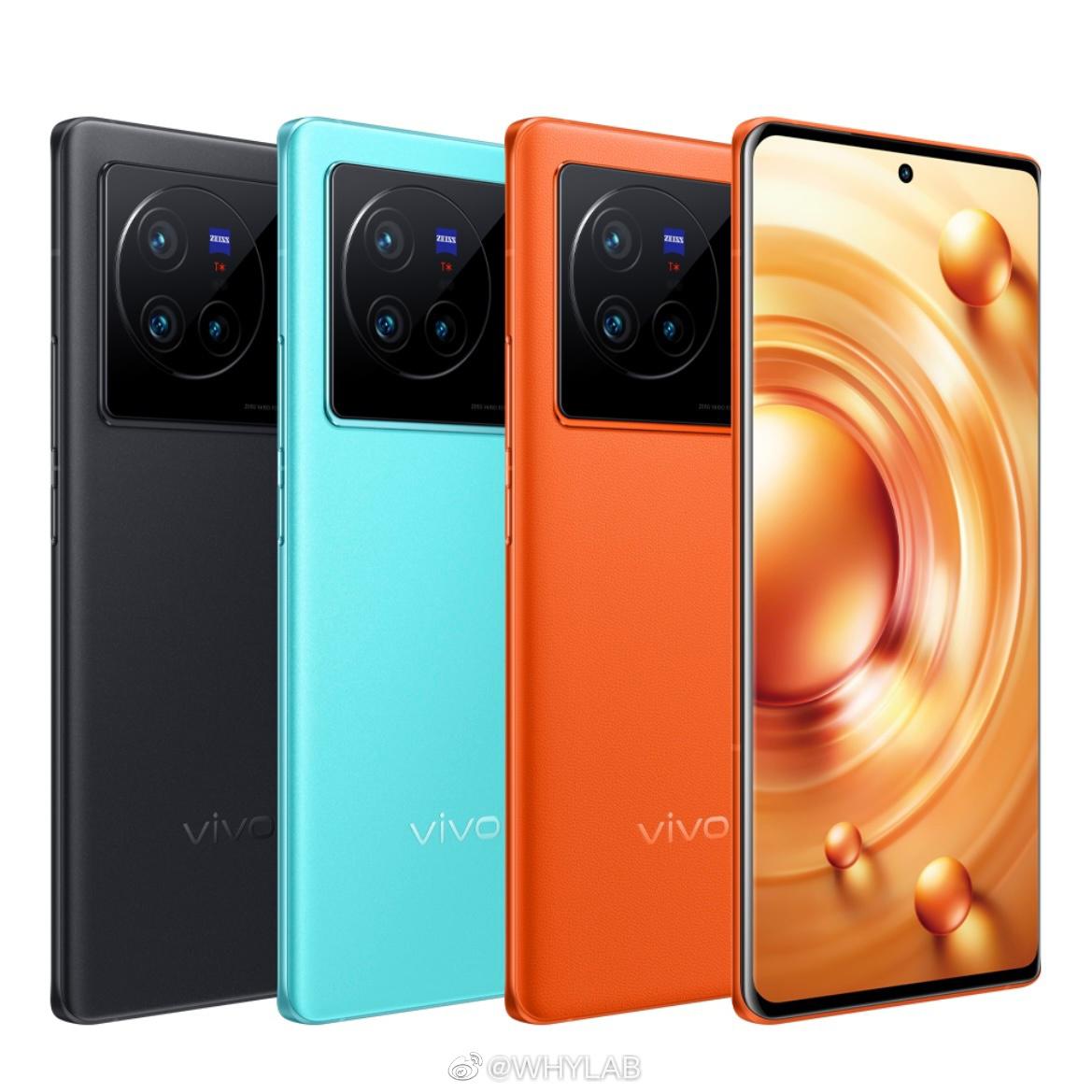 vivo X80 标准版官方渲染图曝光：蔡司影像，橙、蓝、黑三款配色