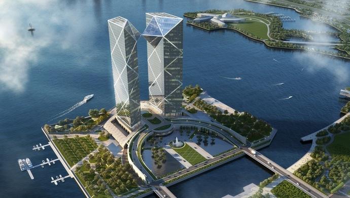 上海这一地标性建筑复工复产，将在岛上建双子摩天塔楼