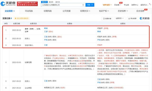 快讯！王濛退出MCN机构澜橙文化传播公司，该公司注册“王濛”“濛主播”“王者联濛”等商