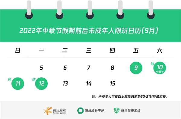 |每日仅有1小时 腾讯游戏发布“中秋未成年限玩通知”